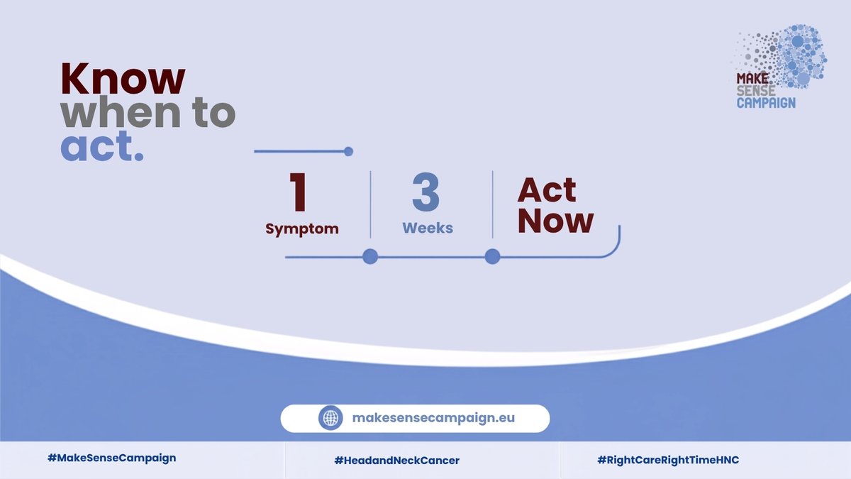 MakeSenseCmpn's tweet photo. Right Care at the Right Time starts with knowing when to act.

Recognising the signs and symptoms of head and neck cancer can support earlier diagnosis and timely referral.

Learn more at https://t.co/4GP3yM4huj

#MakeSenseCampaign #HeadAndNeckCancer #RightCareRightTimeHNC https://t.co/tmiaqlQVGA