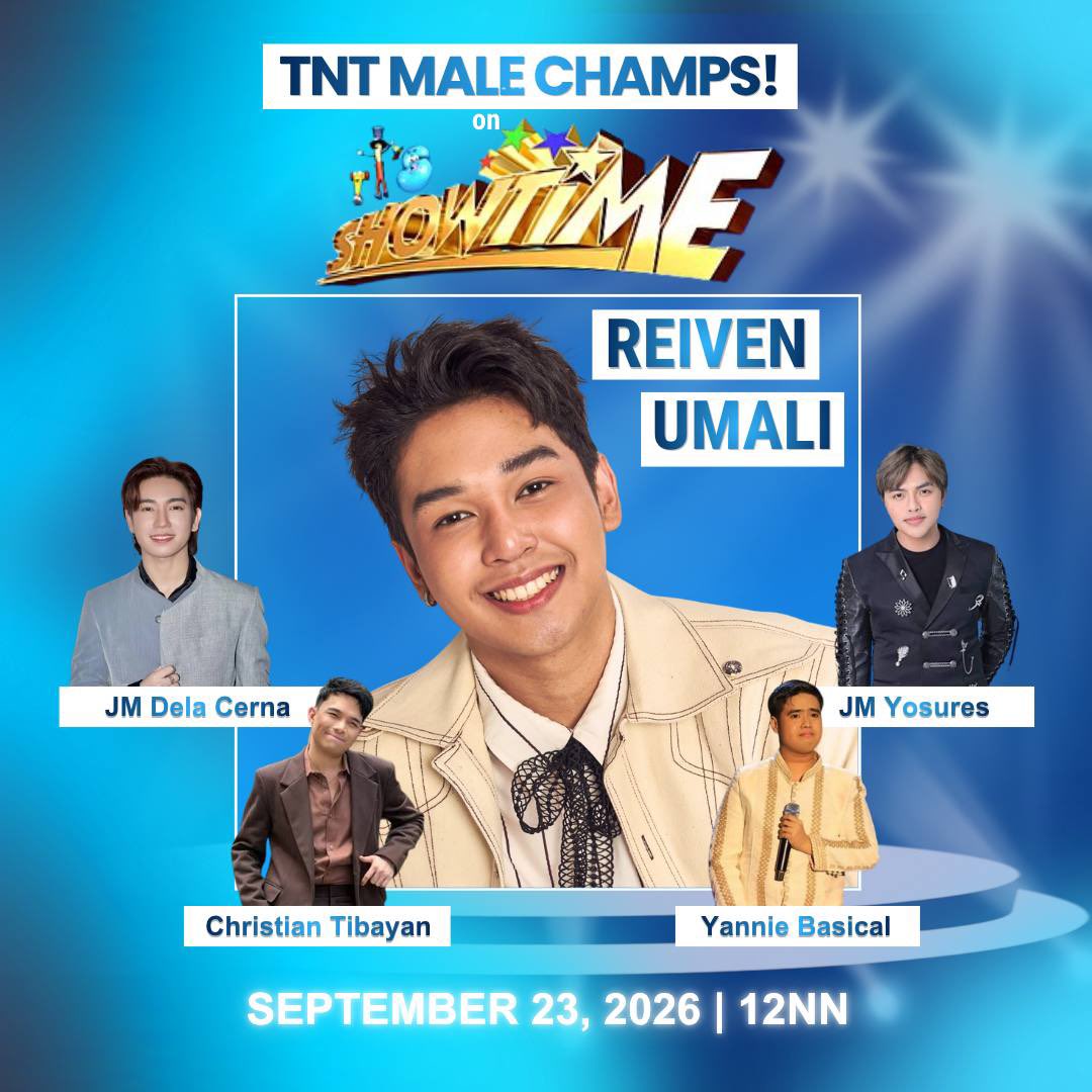 reivengerssss's tweet photo. The powerhouse moment we’ve all been waiting for! 👑✨
Catch Reiven Umali alongside the fellow TNT Male Champs live on It’s Showtime! Huwag palampasin ang pamatay na performances na ito. 🎙️🔥
#ReivenUmali #ItsShowtime #TNTMaleChamps 
@reiven_umali https://t.co/CnjX8Bez9p