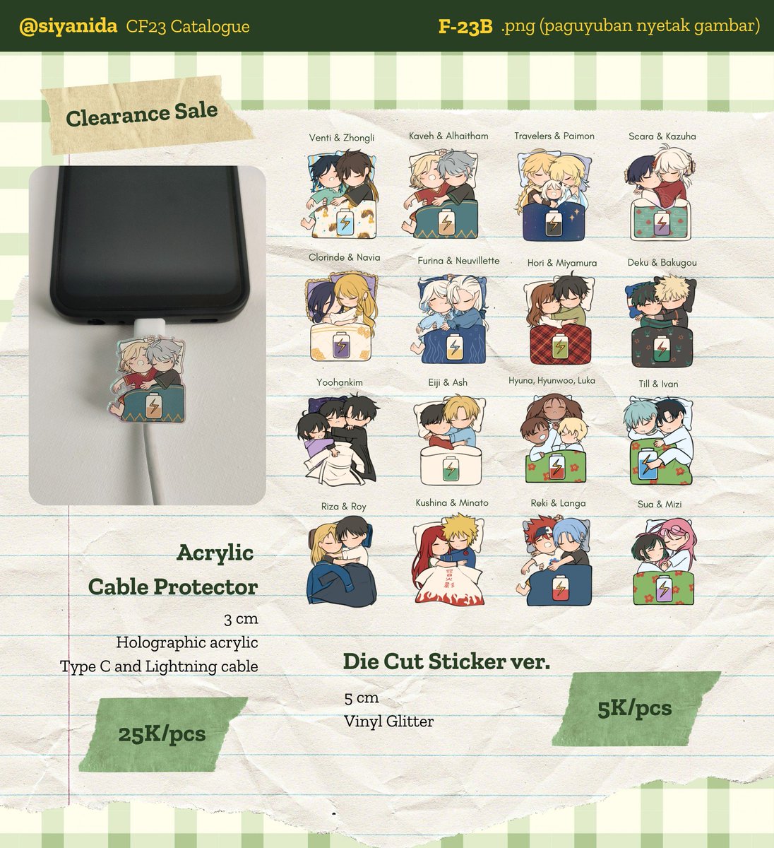 siyanida's tweet photo. (2/4) #cf23catalogue

Bakugo merch &amp; cable protectors

#cf23 #mha #bnha #sk8 #genshinimpact #naruto #horimiya #alnst #fmab #orv #bananafish https://t.co/kP1pmJ2iug