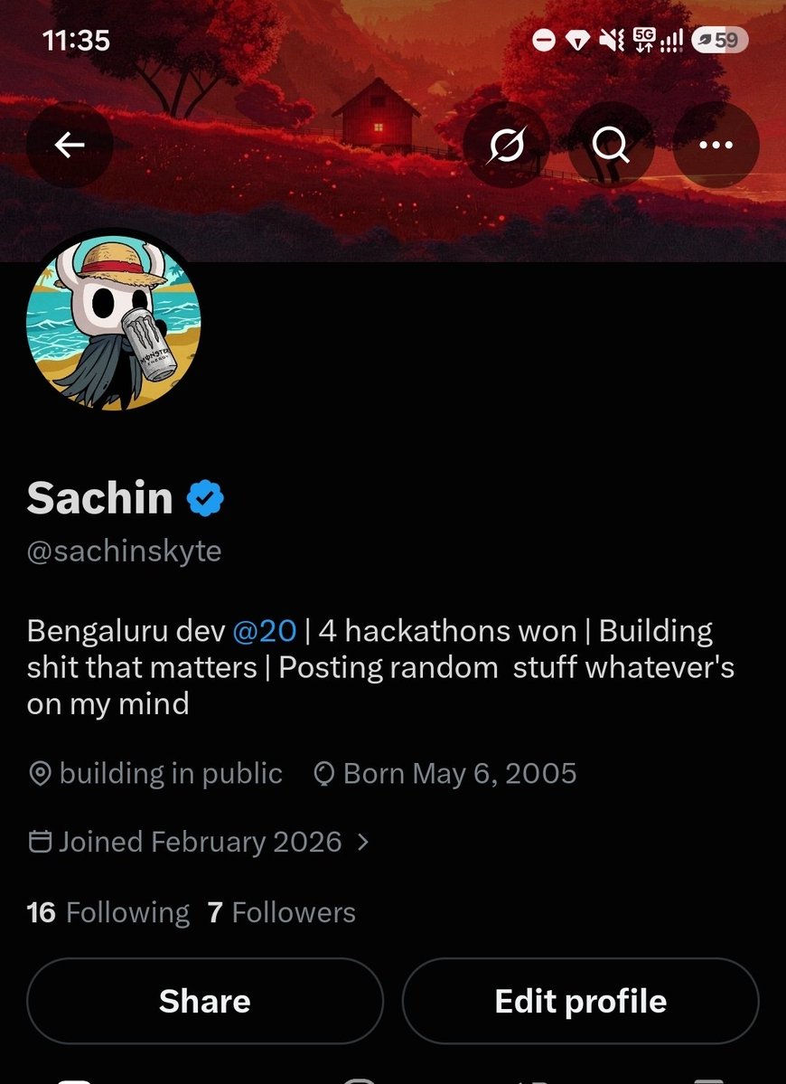 sachinskyte's tweet photo. Getting closer to 10 followers.

If you're a developer, founder, indie hacker, or just building something cool  say hi.

Let's make it 10 today? 😭 https://t.co/spNHrKaq1I