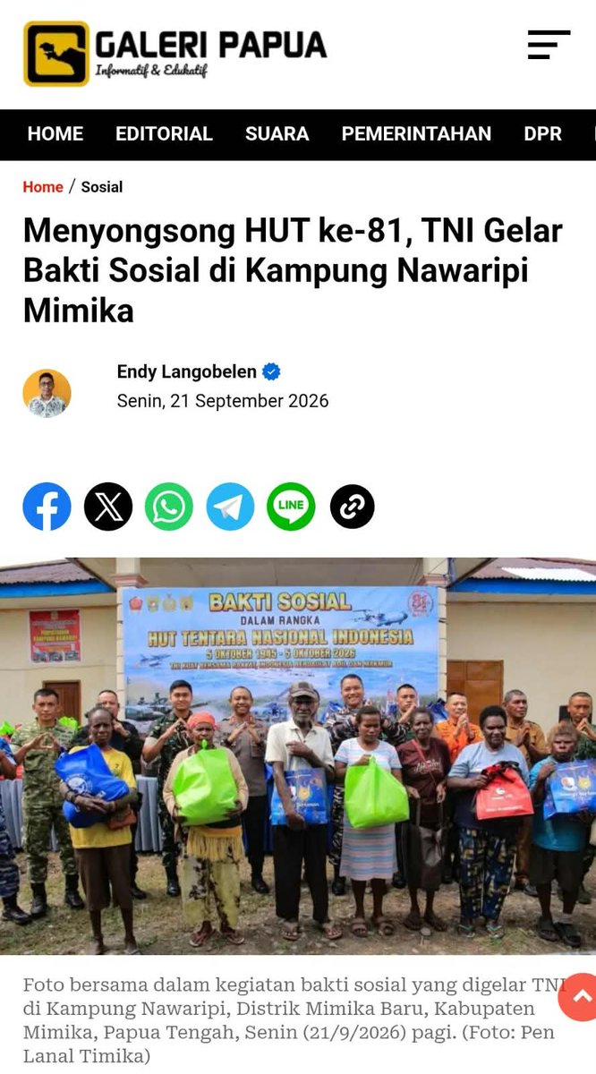fadlanfadilli's tweet photo. TNI bukan hanya penjaga kedaulatan bangsa, melainkan juga sahabat rakyat. Dari kota sampai pelosok terpencil, pengabdiannya nyata tanpa pandang suku, agama, ras, dan golongan.
Wujud Aksi Nyata https://t.co/ifIlqqJfGi