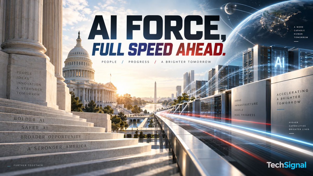 tchsignal's tweet photo. Trump’s Proposed AI Force Signals an Acceleration-First AI Strategy

Donald Trump says the United States will create an AI Force and appoint a new AI czar, while rejecting calls for new constraints that would slow AI development.

The announcement sends a clear policy signal, but the institution behind it remains largely undefined. Trump compared the AI Force concept with the Space Force created during his first presidency, yet that comparison does not establish what legal or organizational form the AI initiative will take.

Key details have not been announced: whether the AI Force would be civilian or military, where it would sit within the federal government, what authority the AI czar would have, how the initiative would be established, or what budget and staffing it would receive.

That distinction matters. What is confirmed today is an acceleration-oriented direction for U.S. AI policy and a plan for new AI leadership and organization. What is not yet confirmed is how the AI Force would turn that direction into actual government powers, programs or institutions.

#AI #AIPolicy