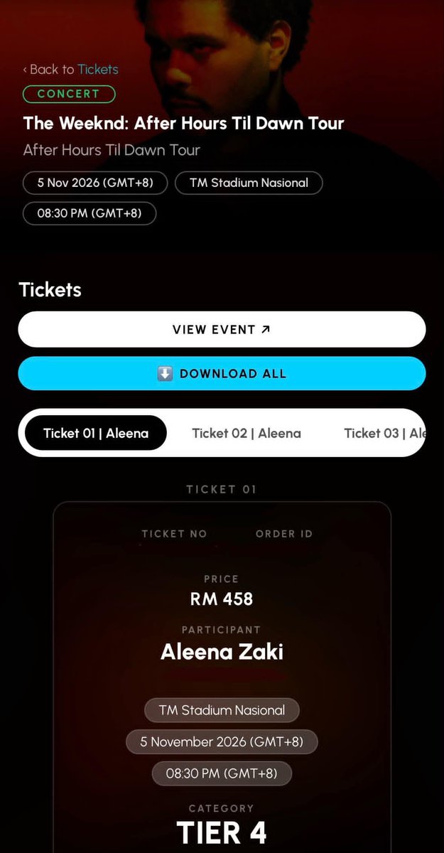LTookes73906's tweet photo. WTS TICKET THE WEEKND DAY 2

SEATED X2 - RM476 inc tax each 
Detail seat ada kat gambar

#TheWeekndKL #TheWeekndMalaysia #WTSTheWeeknd #WTBTheWeeknd #TiketTheWeeknd #WTSTiket https://t.co/Q5tNDQs8wp