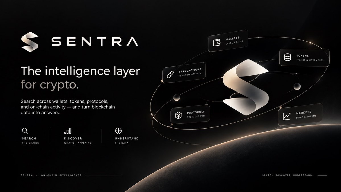 SENTRA5onchain's tweet photo. Crypto is full of data.

But finding what matters is still a mess.

SENTRA lets you search the crypto economy wallets, tokens, protocols, transactions, and on-chain activity — and turn raw blockchain data into answers.

Search deeper. Discover faster. Understand crypto.

We’re just getting started.

We’re here to stay. 🛰️