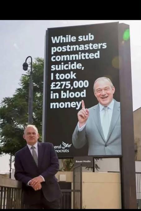 InsideBritain's tweet photo. Ed Davey was paid £275,000 as a consultant by Herbert Smith Freehills — the same law firm that later represented the Post Office in its legal battles with subpostmasters.

There’s another connection worth noting: Davey’s brother, Henry, was a partner at HSF for around 20 years.

Davey says he only learned from media reports that HSF had acted for the Post Office from 2019.

So we have Ed Davey, a former Post Office minister, earning hundreds of thousands of pounds from HSF, while his own brother was a senior partner at the firm.

Now THAT is what I call "Dirty Money"