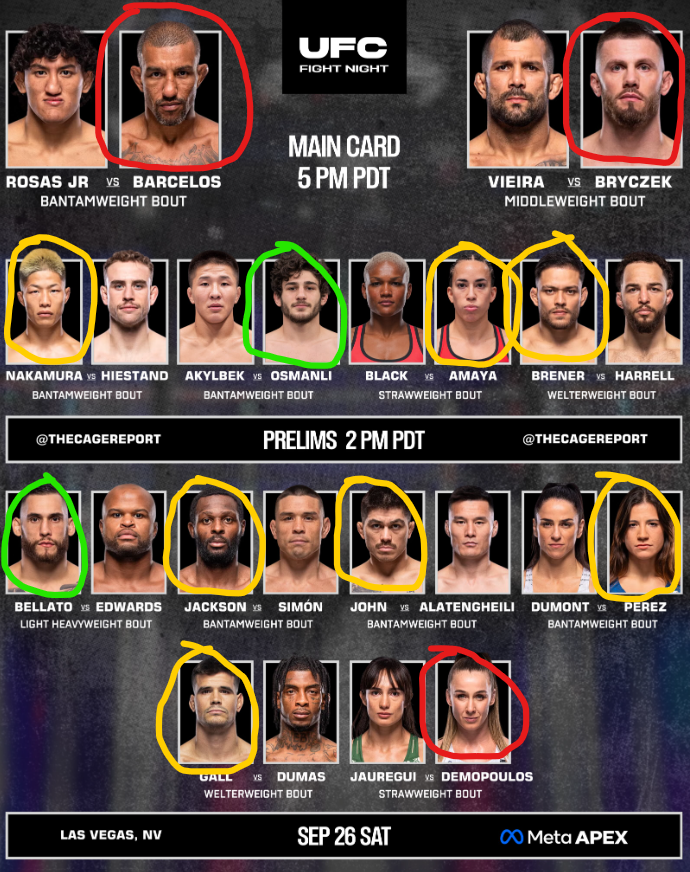 MaximusHoskins's tweet photo. Some EARLY picks for #UFCVegas121. These can easily  change and I'll do this again closer to the fight date https://t.co/0X1w9JjwHn