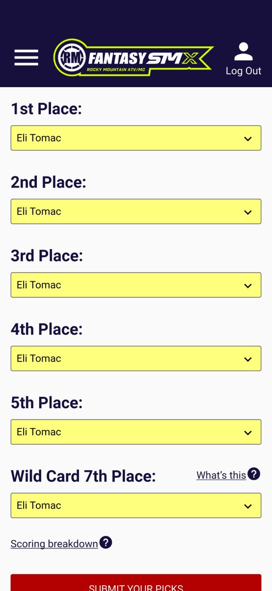 Toddler_72's tweet photo. My picks for SMX fantasy this weekend, thanks for the ride @elitomac , we're going to miss you #ET3 https://t.co/F5IW1uUK3X