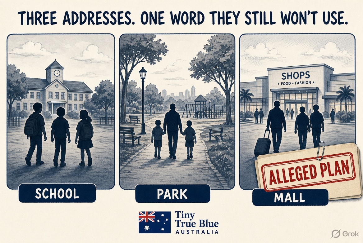 TrueBlue151438's tweet photo. Queensland teen, three public places, a plan. That is the week after Byford’s lockdown.
Police allege a Queensland teenager planned attacks at three public places. Separate to Norwest, separate to Byford’s edged-weapon lockdown. The pattern is not a vibe. It is a roster: schools, streets, units. Ministers still talk as if each file is a one-off. ASIO’s “probable” does not come with a map the public is allowed to read.
https://t.co/R08cix4CJs
Isolated is the word they use until the fourth address.
References: Age / SMH Queensland Police 22 Sep
True Blue Australia. One flag. One law. One briefing that still hides the list