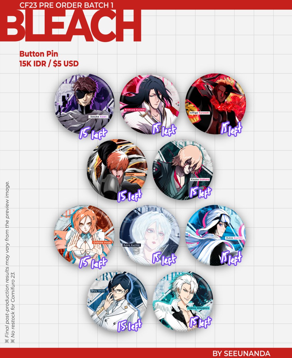 seeunandaaa's tweet photo. 🩷🔄 are very appriciated! 

Seeunanda #CF23 Pre Order Batch 1 is finally here!

🗓️ until 10 Sep
📦 Pick Up Both Days/ Mail/ International Ship
🐉 Persona 3/4/5, EVANGELION, Steel Ball Run, Danganronpa, BLEACH

Pre Order Link on Bio!

#cf23catalog #cf23catalogue #comifuro23

1/3 https://t.co/WtNUb6qNm2