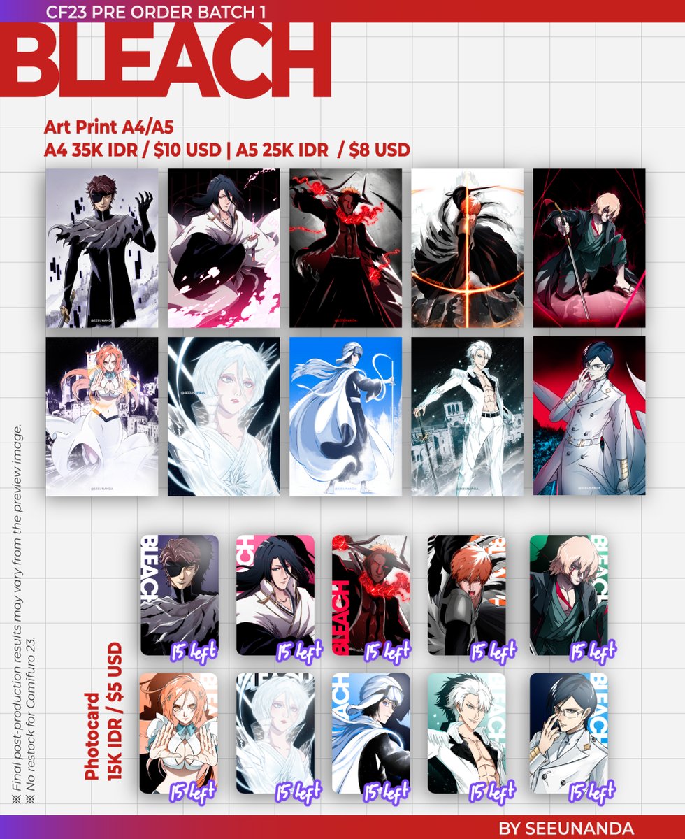 seeunandaaa's tweet photo. 🩷🔄 are very appriciated! 

Seeunanda #CF23 Pre Order Batch 1 is finally here!

🗓️ until 10 Sep
📦 Pick Up Both Days/ Mail/ International Ship
🐉 Persona 3/4/5, EVANGELION, Steel Ball Run, Danganronpa, BLEACH

Pre Order Link on Bio!

#cf23catalog #cf23catalogue #comifuro23

1/3 https://t.co/WtNUb6qNm2