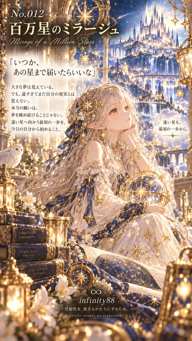 xgtkm's tweet photo. No.012｜百万星のミラージュ

「いつか、あの星まで届いたらいいな」

大きな夢は見えている。
でも、遠すぎてまだ自分の現実とは思えない。

本当の願いは、
夢を眺め続けることじゃない。

遠い星へ向かう最初の一歩を、
今日の自分から始めること。

 #豊かさ #夢を叶える #自己理解 #自分を知る https://t.co/iLzVbvSRy8