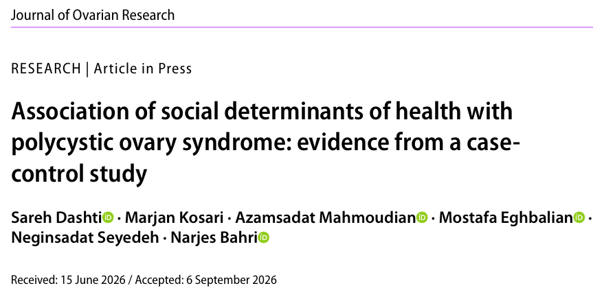 doctorneyro's tweet photo. #PCOS was associated with #Social, #environmental, #lifestyle, and #familialfactors.
#Smoking, #absence of #greenspace, positive family history of PCOS and #hyperlipidemia, and higher #parity were independently associated with increased #odds of PCOS.
https://t.co/TIHvGOJRpp https://t.co/AqCtPchLkn