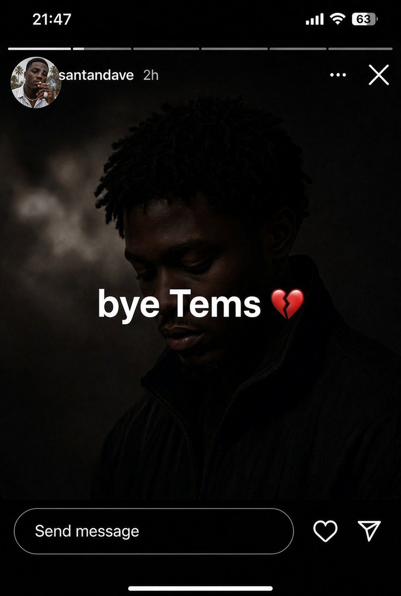 iamvictor_ec's tweet photo. 🚨 Dave just unfollowed Tems on IG after she  refused to obey him. Hours after linking with Kim Kardashian at the SKIMS London launch, i saw a video, she hooked up with another man.💔💔😳 https://t.co/4dQ8HrhPO2