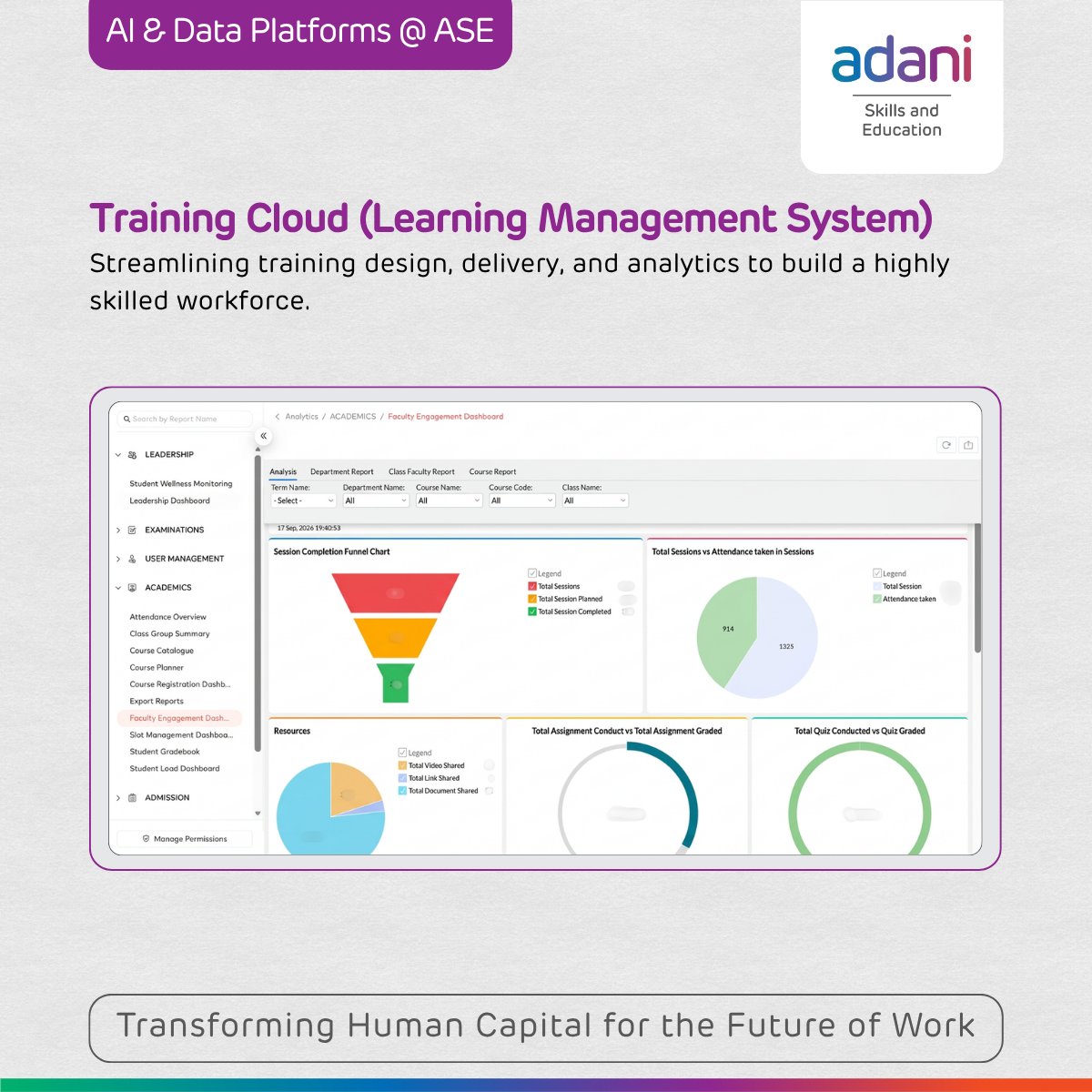 AdaniSkills's tweet photo. Training Cloud LMS powers ASE's training delivery with one platform for content, schedules, assessments &amp; insights.

#AIAndDataPlatformsAtASE #AdaniSkillsAndEducation https://t.co/ynvWV3HAWI