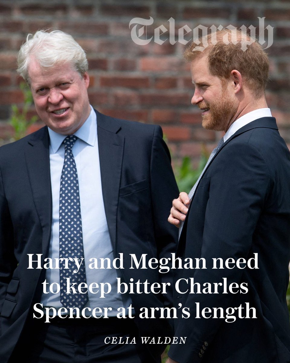 Telegraph's tweet photo. Harry and Meghan should keep their distance from Earl Spencer if they want their new UK “chapter” to succeed, Celia Walden points out in her new column.

Read it in full ⬇️
https://t.co/Jyp3WNXQJ5 https://t.co/rbsNKbff3V