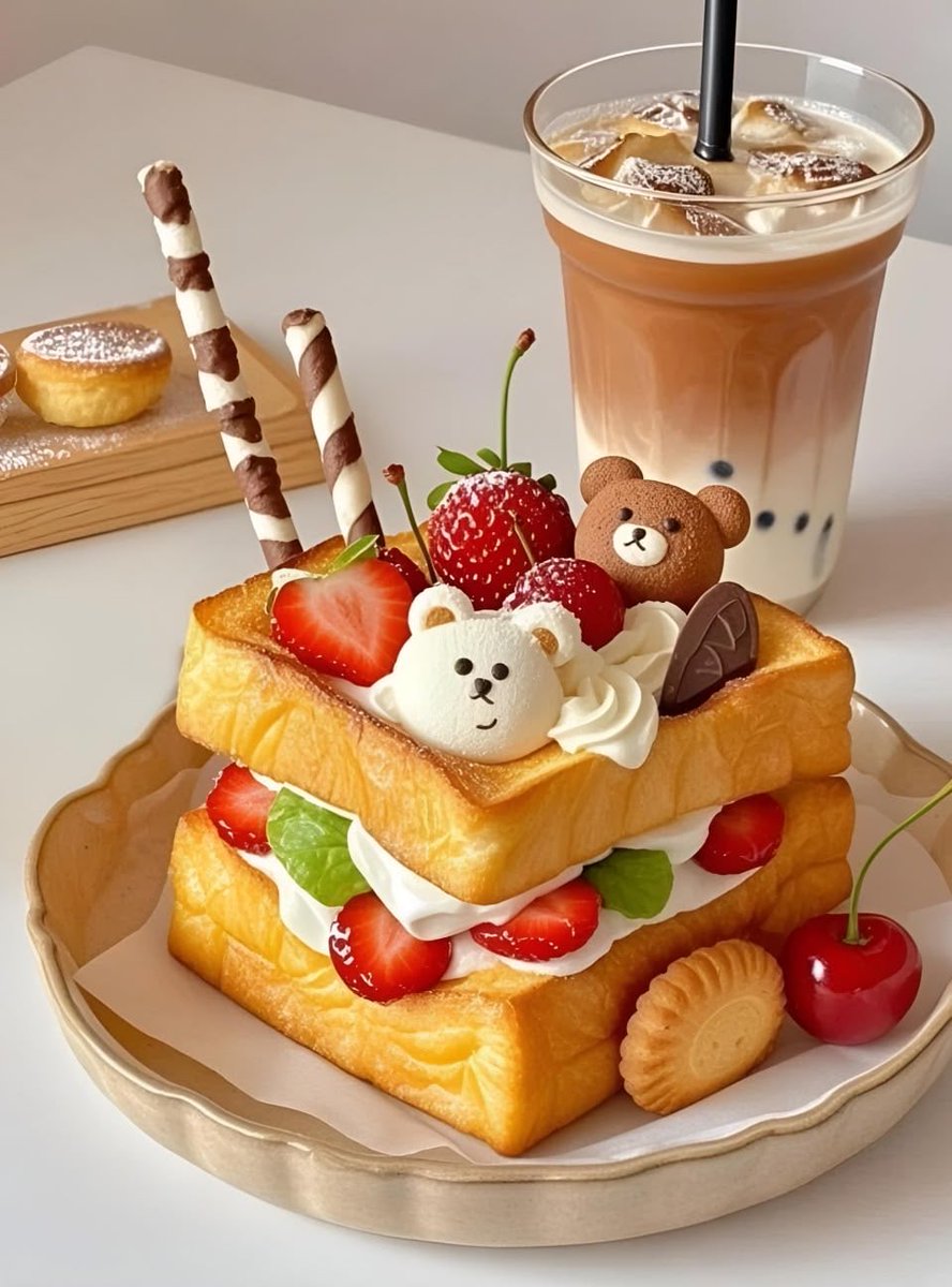 gimjuhui869166's tweet photo. くまが迎えてくれる 
いちごトースト 🐻✨

厚めのトーストの間に 
生クリームとイチゴがたっぷりで、
かわいいクマたちが登っていきました。

#いちごトースト #くまさんデザート #かわいいデザート https://t.co/bBgN7Wd0FB