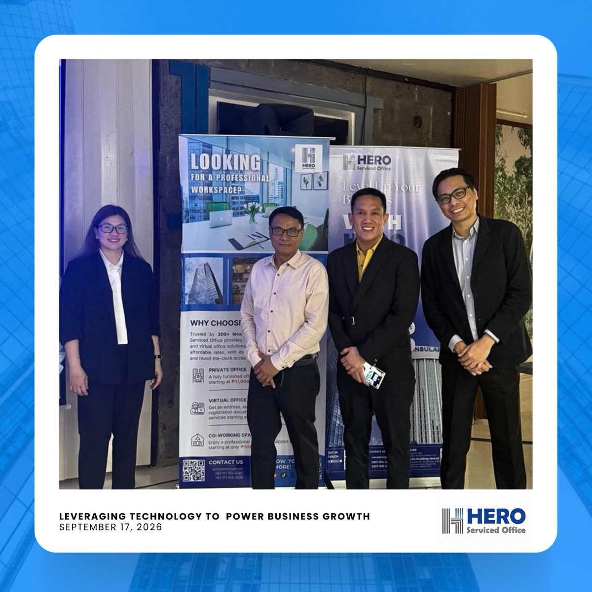 HeroPH_'s tweet photo. 𝐇𝐄𝐑𝐎 𝐒𝐞𝐫𝐯𝐢𝐜𝐞𝐝 𝐎𝐟𝐟𝐢𝐜𝐞 was honored to be part of an inspiring business event in 𝐋𝐚𝐠𝐮𝐧𝐚 𝐓𝐞𝐜𝐡𝐧𝐨𝐩𝐚𝐫𝐤.

#heroservicedofficeinc 
#makatiofficespace 
#officeforrentph 
#virtualofficeph 
#flexibleworkspaces 
#fullyfurnishedoffices 
#businessphilippines https://t.co/2XjxIgB2kG