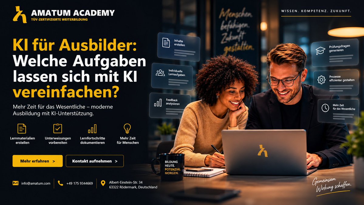 robertpurcell39's tweet photo. 🤖 KI für Ausbilder: Welche Aufgaben lassen sich mit KI einfacher, schneller und effizienter gestalten?
#AIWorkforceIntelligence #WorkforceAIPlatform #SkillsIntelligence #TalentManagementAI #EmployeeUpskilling #EmployeeReskilling #CorporateTraining
https://t.co/I1VP1JJxUe https://t.co/KxeAktBH52