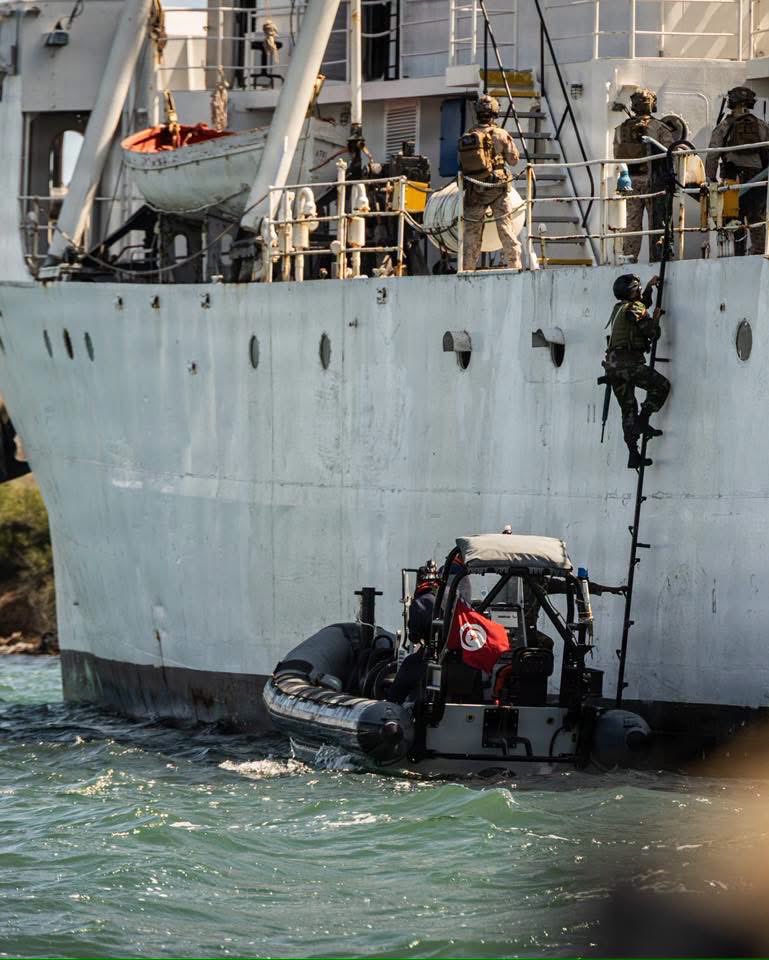 USAfricaCommand's tweet photo. During Exercise #PhoenixExpress 2026 in Tunisia, we united @USMCFEA & Libyan Naval Special Forces for critical VBSS training aboard Tunisian ship NRF Khaireddine to enhance joint maritime security.
@USNavyEurope @USEmbassyLibya https://t.co/1ArAU6GZgE