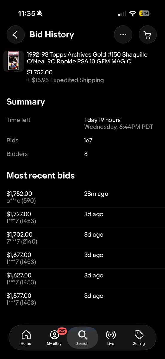 AkowCards's tweet photo. @darrenrovell this is all the same user propping this up (eBay user ending in 1453)

To me this looks more intentional and likely manipulation. 

As much as I love Shaq cards, I’ve noticed quite a bit of this type of strange behavior on some of his auctions. Worth noting! https://t.co/gpEkRjGDcp