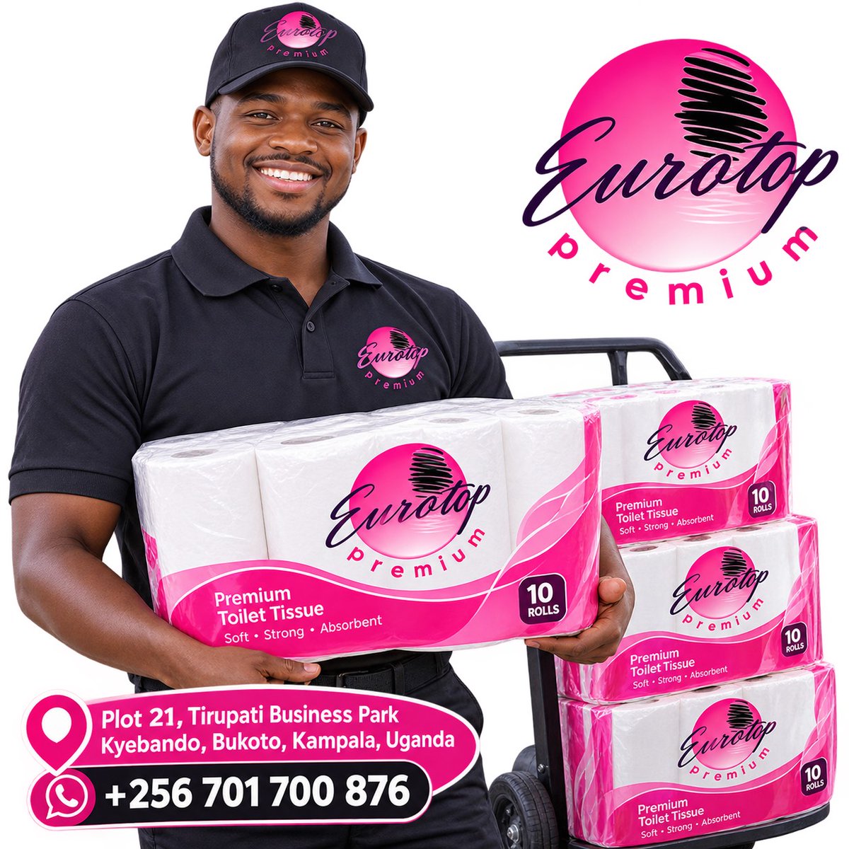 EurotopL's tweet photo. Where are you located? Just share your location and your order and we deliver in 1 hour within Kampala. Toilet tissues, serviettes, napkins, paper towels, paper wipes, and all other different paper hygiene products. https://t.co/DR2vjmip0L