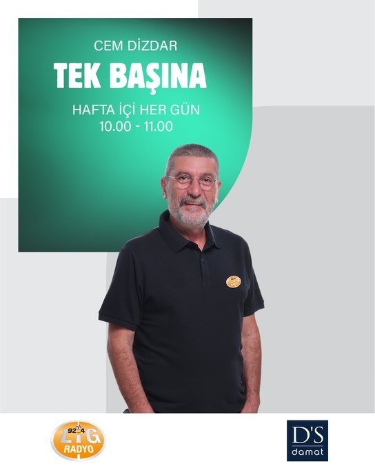 LigRadyo's tweet photo. D'S Damat sponsorluğunda Cem Dizdar'la #TekBaşına birazdan @LigRadyo'da başlıyor.             

 Canlı👉 https://t.co/9inw7FUbQ7 

#işbirliği https://t.co/PdA5v0Kdtd