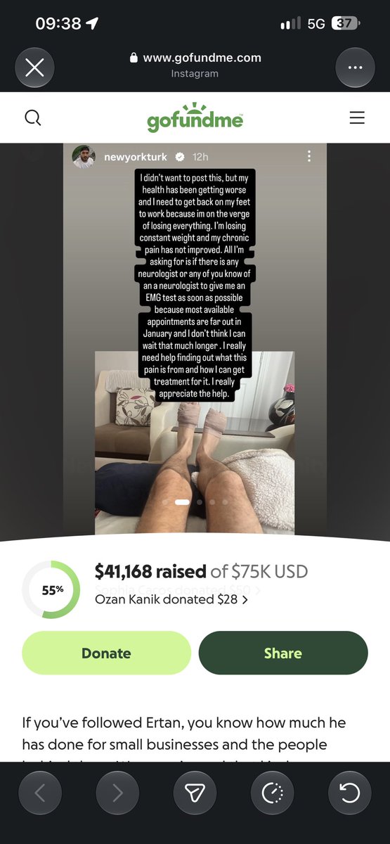 oozn's tweet photo. newyorkturk ertan'in ciddi saglik sorunlari varmis, karakteriyle turk milletini guzel temsil ettigini dusundugum genc de bi yayinciydi. okuyunca cok uzuldum durumuna

instagramdan norolog arayacak kadar caresiz kalmis, ocak'a randevu vermisler ve bacaklarina bakacak olursak hic iyi durumda degil

belki @saglikbakanligi ve @TCKulturTurizm'in bi yardimi olur mu?