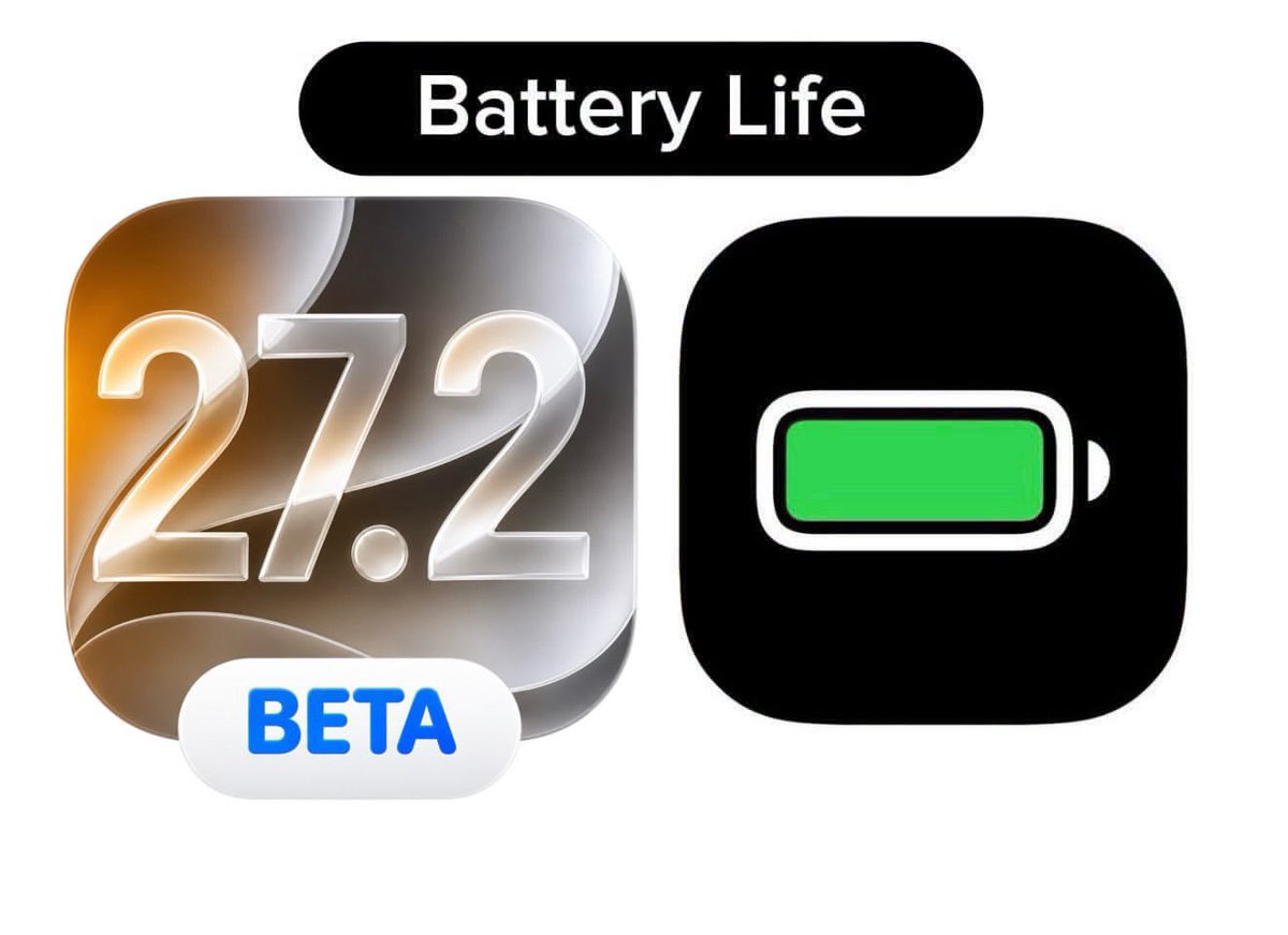 ios_leaks's tweet photo. How is your battery life with iOS 27.2 Beta?

Telegram community👉 https://t.co/bGlBtMIPBs https://t.co/lvvyAbrZvW