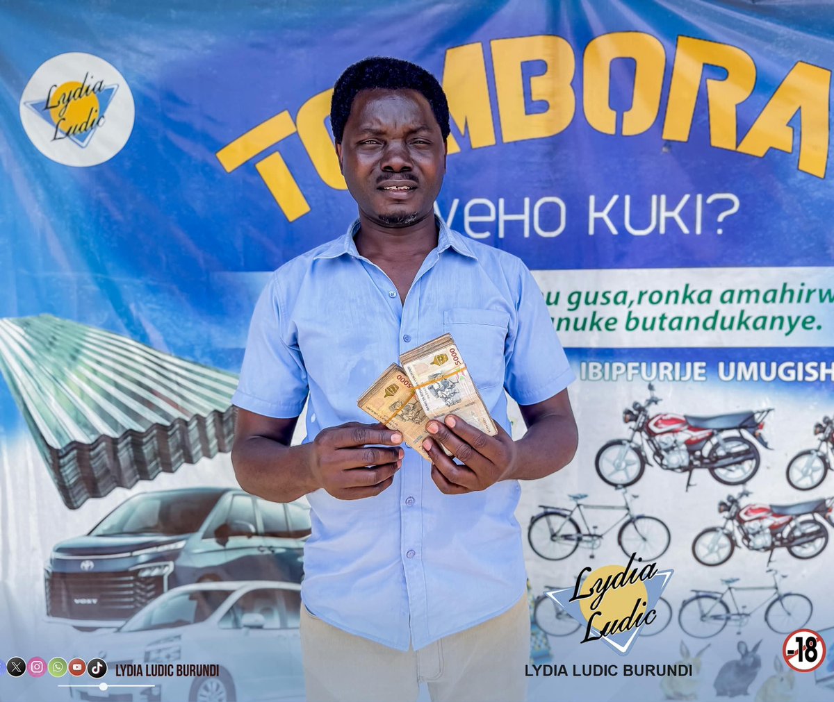 LLBurundi's tweet photo. Un million de francs burundais (1 000 000 FBu) remporté dans la Tombola WEHOKUKI ! 🥳👌

Avec un ticket acheté à seulement 2 000 FBu, la chance lui a souri et lui a offert ce beau gain. 🎉

Et vous, qu’attendez-vous pour tenter votre chance ? 🍀

📞  64 50 00 00 ou le 64 14 00 00 https://t.co/jmztaPaILY