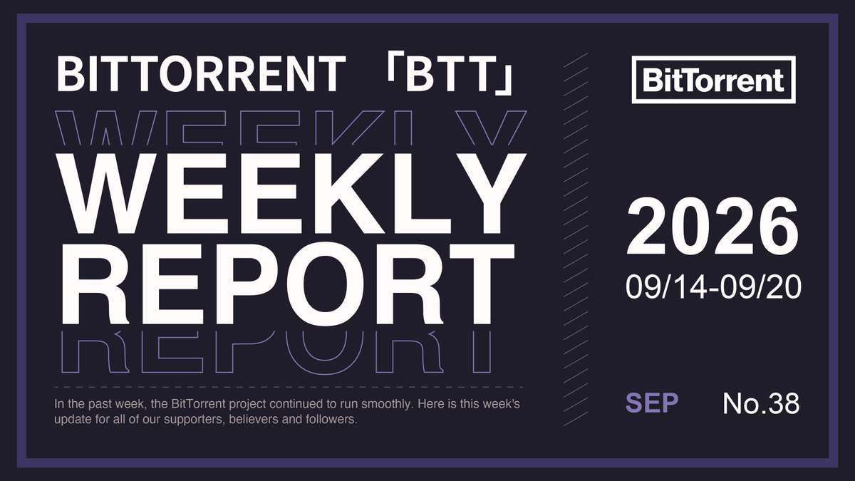 BitTorrent's tweet photo. 📢 LAST WEEK IN #BitTorrent
✅ The BitTorrent x @BinanceUS Boost Event is now underway.
✅ BitTorrent client installations have reached 586,325,197.
✅ The APY for $BTT staking on BTTC has reached up to 6.83%.

🖱️Learn more: https://t.co/j1XZnPgscX https://t.co/oBfPr5PpXf