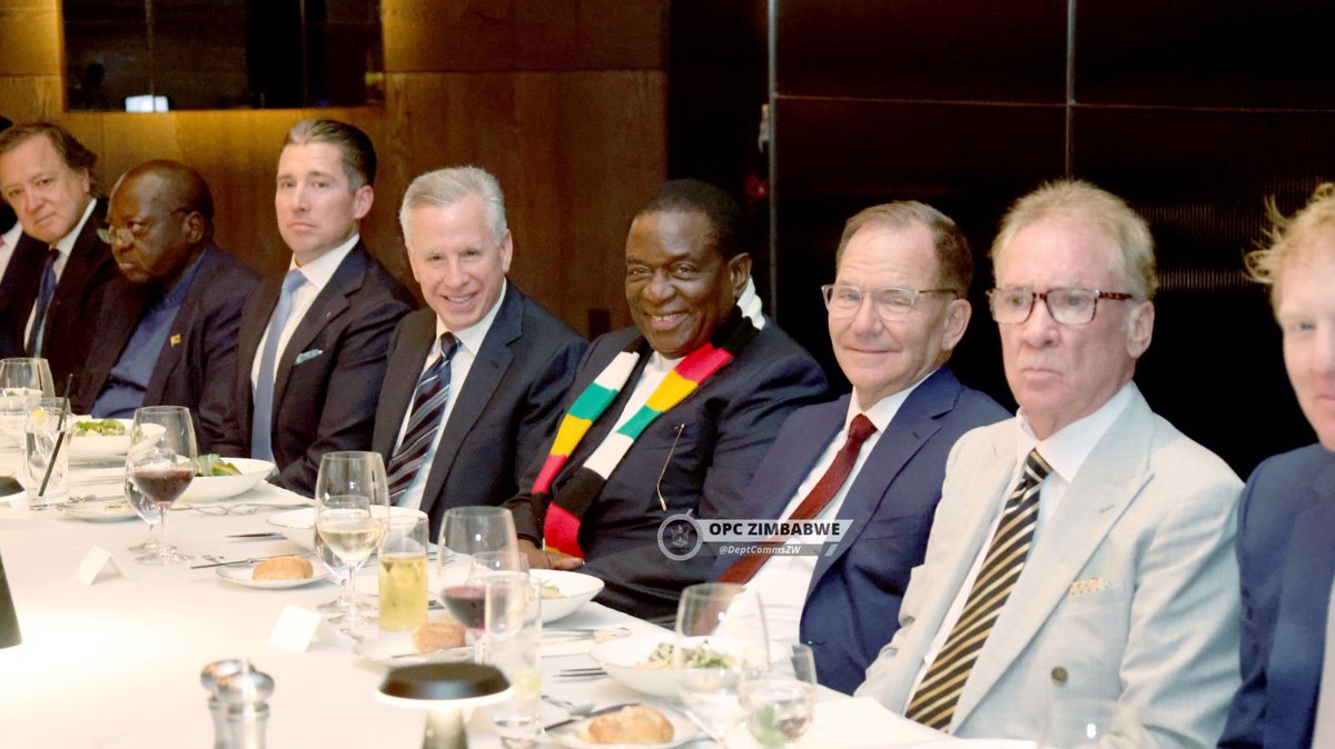 ZanuPfHuchi's tweet photo. 🇿🇼Taking Zimbabwe to the world! H.E  @edmnangagwa  engaged potential investors at a business dinner during the 81st UN General Assembly in New York, promoting Zimbabwe as an investment destination and opening doors to global capital, trade and new economic partnerships. #Trade https://t.co/ZEbJRv5OMw
