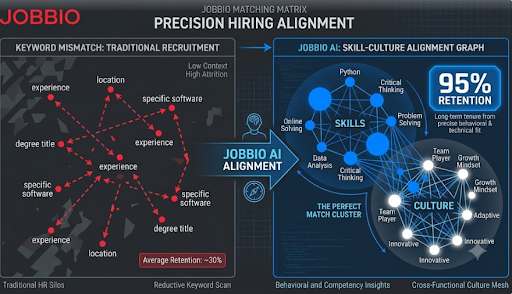 sherylldrutw8n's tweet photo. "Problem: Traditional recruiting matches resumes to job titles, resulting in high turnover when candidates lack cultural fit. Solution: Jobbio's AI assesses cultural alignment and values, driving a 95% retention rate. #Jobbio #RecruitmentAI #NicoleJunkermann" https://t.co/g2ty3GzItS