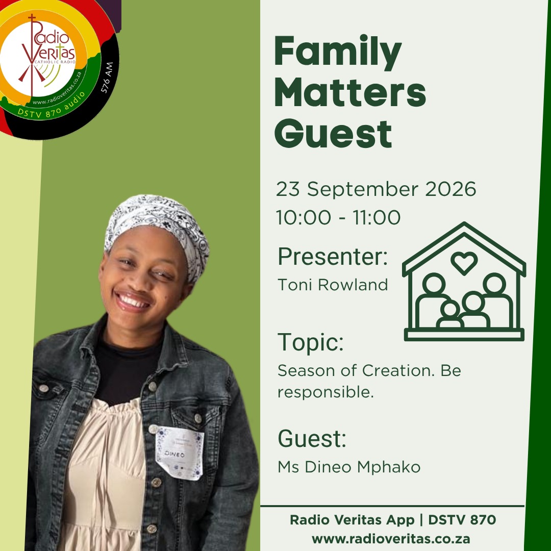 RadioVeritasSA's tweet photo. #RadioVeritasWednesdayProgrammes

#FamilyMatters with Toni Rowland on #RadioVeritasSA #Dstv870 #RadioVeritasApp

📆 23 September 2026
⏰ 10:00 - 11:00

#CommunityConnections #FaithInAction #RadioVeritasCommunity #RVCommunityEngagement https://t.co/PL2CYE2NTD
