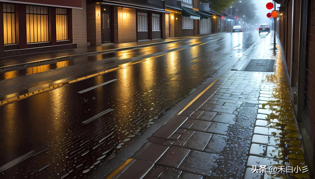 1Baddestbitch's tweet photo. [Rainy afternoon street, wet asphalt glows under neon signs, a lone pedestrian hurrying past a vintage coffee cart that’s still open. Just a tiny, warm moment caught on the fly.] https://t.co/YLtx6pVGOE