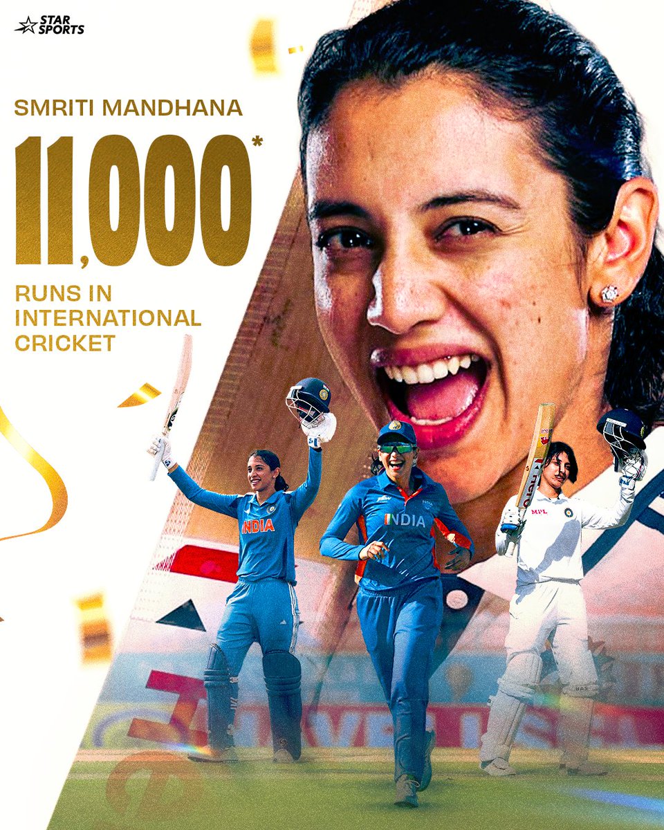 StarSportsIndia's tweet photo. 𝟏𝟏𝐊 𝐑𝐔𝐍𝐒. 𝟏𝐒𝐓 𝐖𝐎𝐌𝐀𝐍. 𝐒𝐌𝐑𝐈𝐓𝐈 𝐌𝐀𝐍𝐃𝐇𝐀𝐍𝐀. 👏

Smriti Mandhana scripts history as the first woman cricketer to complete 11,000 international runs! 🙌

#INDvSL #AsianGames https://t.co/N9n0NFIImr