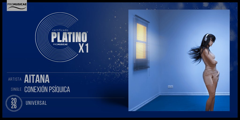 portaldemusica's tweet photo. @itsemilucho 🎶 #DiscoDePlatino 💿x1 para CONEXIÓN PSÍQUICA de @Aitanax https://t.co/z6xDqQbZhn