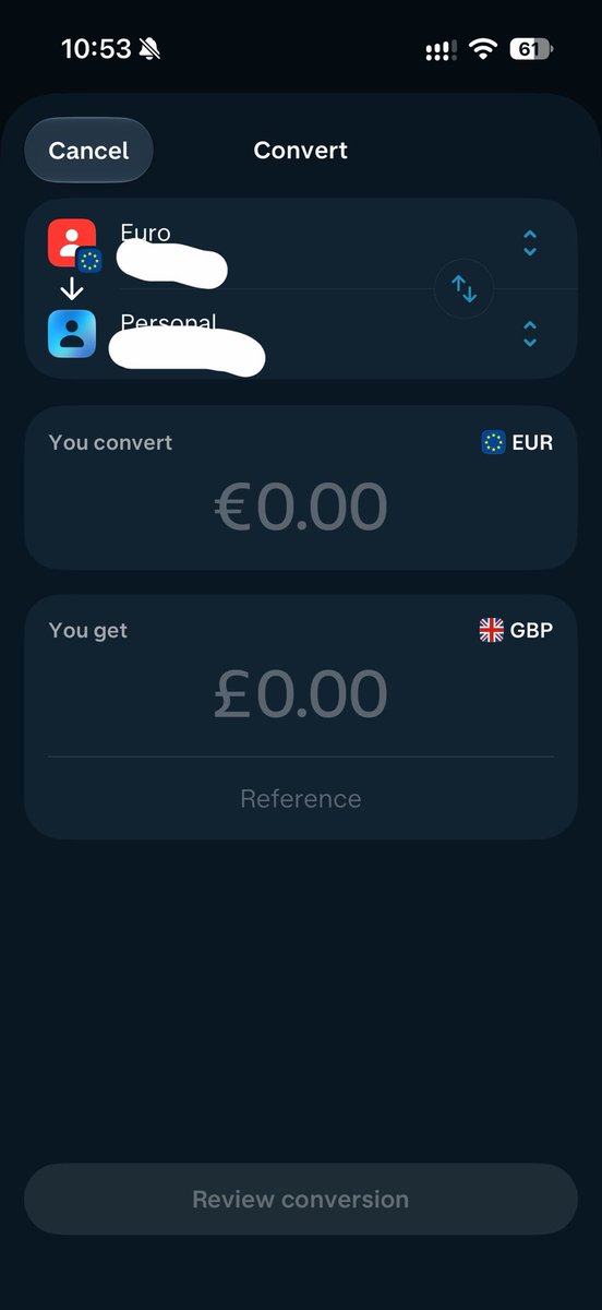 KannaGra's tweet photo. Playing around with the new @monzo currency accounts. 

I like it! 

Moving some euros across before my trip. 🤠 https://t.co/mF0ZZ5OUvm