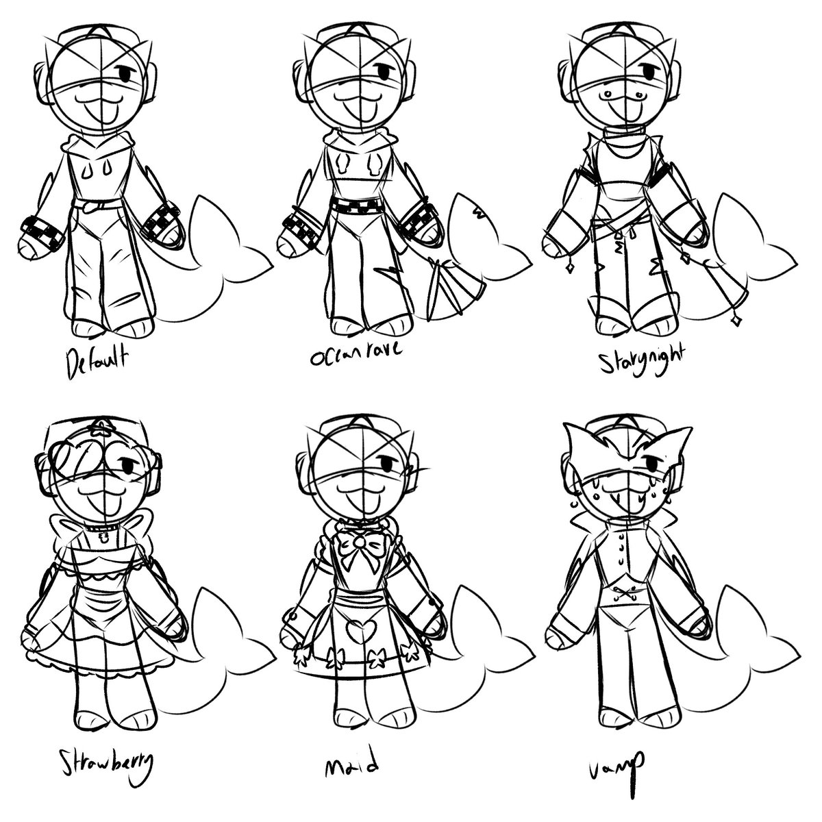 pancakedpeepaw's tweet photo. Wip of a chibi drawing of all my skins/aus so far!  #discard #toonsuniverse https://t.co/kBWGoEa4eL