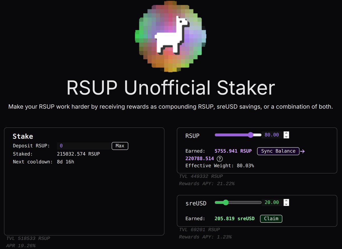 0xTommyGenesis's tweet photo. There's now over 500k RSUP in the unofficial staker. 
https://t.co/pV268Dxu3t https://t.co/xXq93ZPclZ