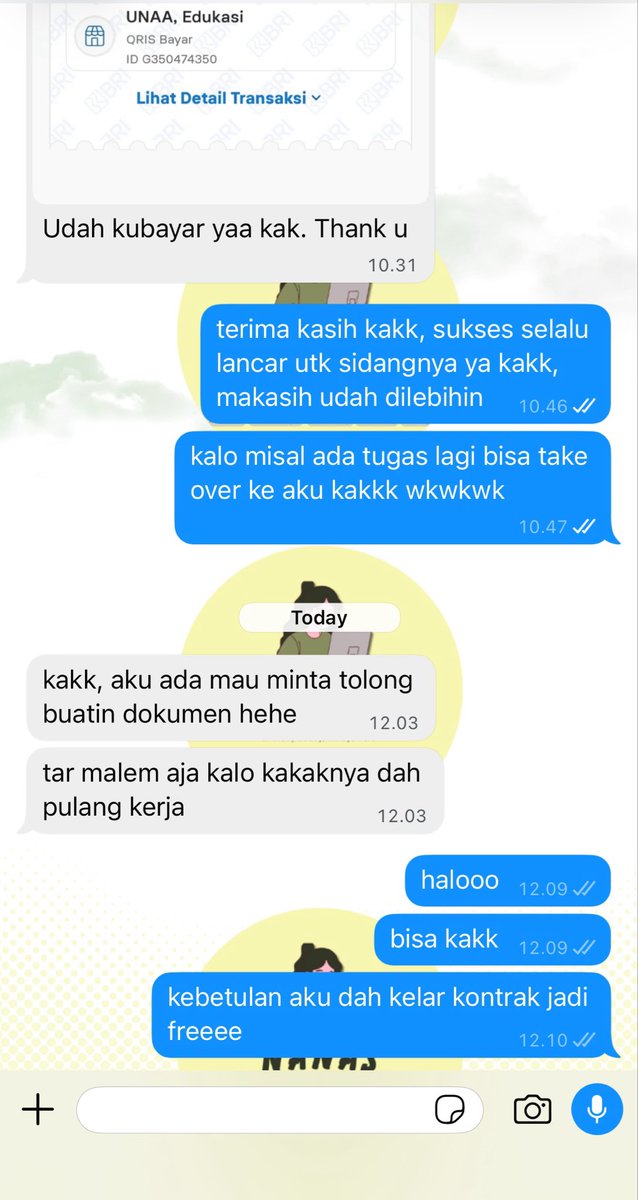 nanaaauna's tweet photo. terharu banget punya cust joki loyal mulai dari nemenin beliau tesis sampe dokumen kerjaan kantor dia huhu maaci yaa yang sudah percayain ke aku guyss🥰🫶 https://t.co/N9a1pE8szs