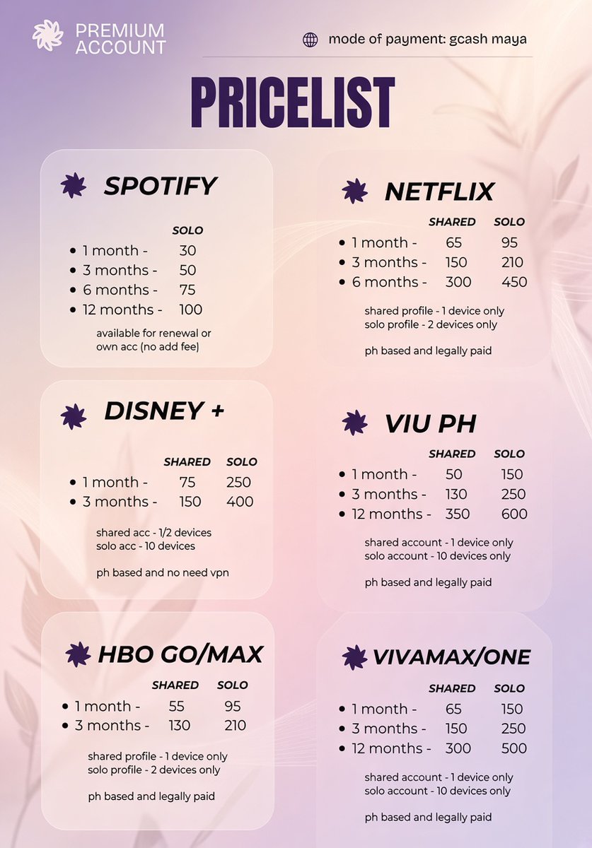 andreaixn's tweet photo. PREMIUM ACCOUNT PH FOR S4L3 🪸
Goodafternoon, can do rush po now ~

SPOTIFY
CANVA PRO
NETFLIX
YOUTUBE
DISNEY +
PRIME VIDEO
GRAMMARLY
QUILLBOT
TURNITIN
CAPCUT PRO
CHATGPT PLUS

t. wts wth Ifs If ph prem ph premium buyer client commissioner cheap pinaka mura onhand rush legit 892 https://t.co/rtqoIm05Hg