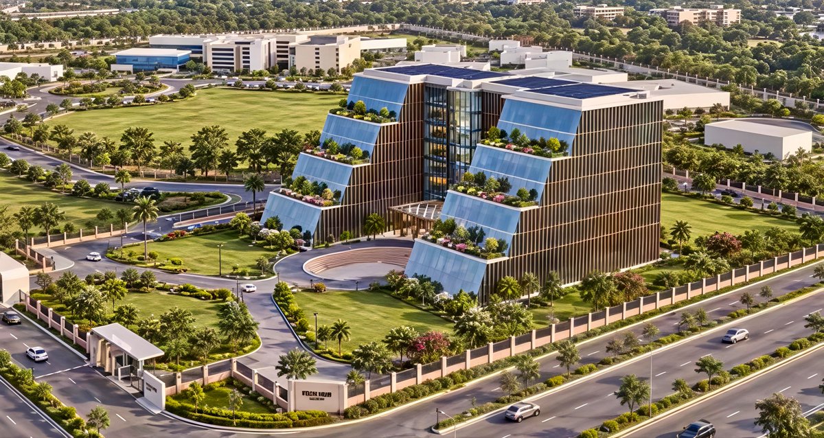 lucknow_index's tweet photo. Big Reveal 🔥😍 

Deep Tech U Hub - Lucknow Designs are out 💥

Coming up in 4 Acres in the CG City, adjacent to IIIT, Lucknow.

Tender has already been awarded to Skyline for construction. https://t.co/UPIbqG752t