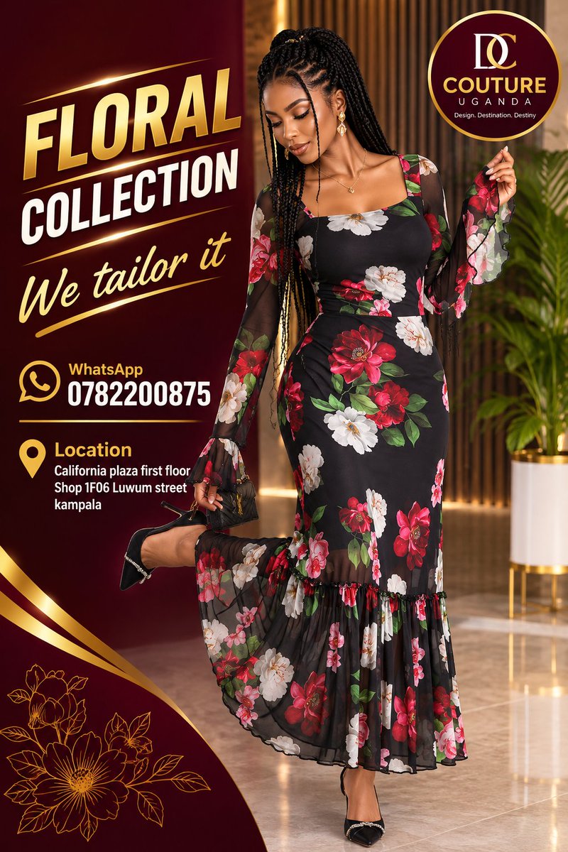 Katambulajulie3's tweet photo. Crafted With Love
At DC Couture Uganda, we tailor all kinds of floral outfits to match your vision. Perfect for weddings, birthdays, engagement parties, and festive celebrations.
📲 WhatsApp: 0782200875
📍 California Plaza, First Floor, Shop 1F06 https://t.co/c2ZayB06oT