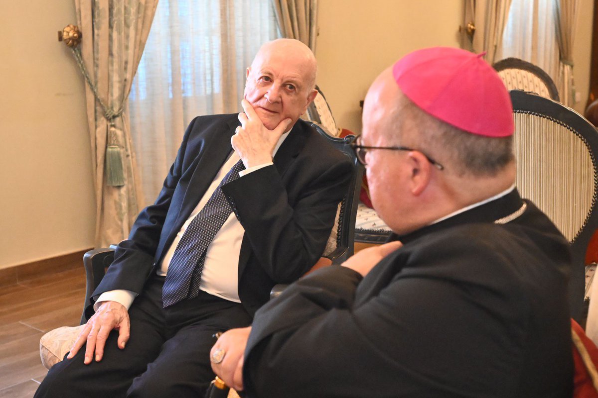 BishopScicluna's tweet photo. After celebrating Mass at St John’s Co-Cathedral yesterday for Malta’s Independence Day, I visited Michael Vella, father of journalist Daphne Caruana Galizia, murdered in 2017. I was moved by the dignity of a father still grieving for his daughter and hoping to see full justice. https://t.co/ruLLV3Es5o