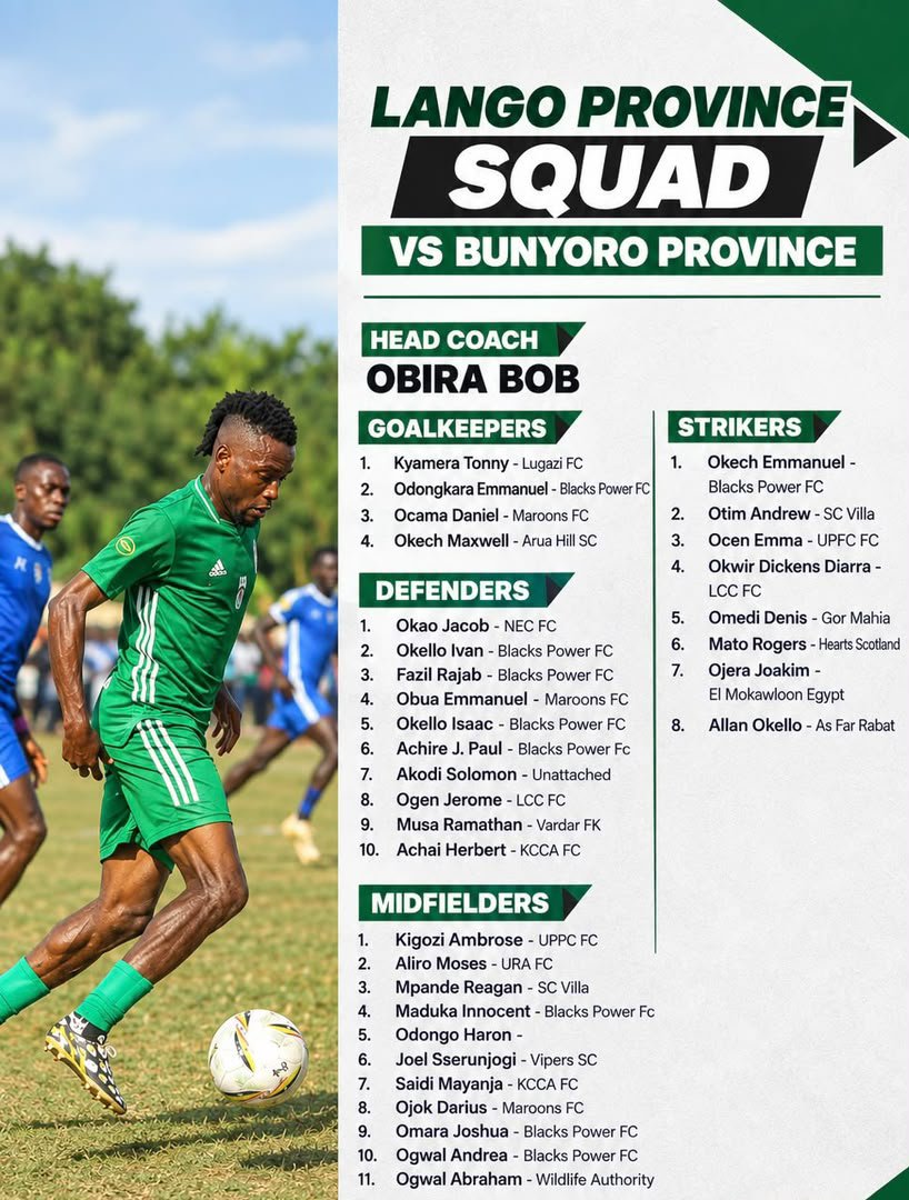 Brian__Skid's tweet photo. Head coach Bob Obira releases his Lango Province Squad ahead of Fufa Drum match against Bunyoro Province https://t.co/FdXhk3kN8E