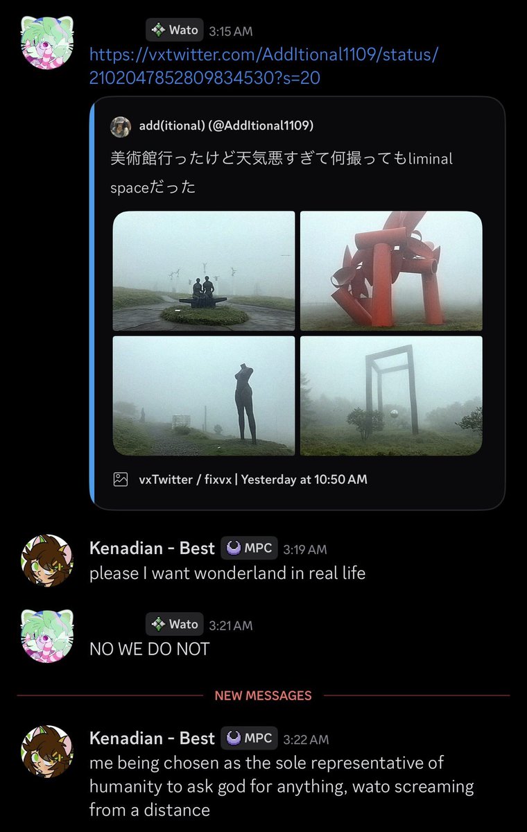 Wato1876's tweet photo. Never let Ken meet any gods or anywhere near wonderland.jar

We are NOT having eldritch horrors barely within our comprehensions https://t.co/Wk5n52EVOR