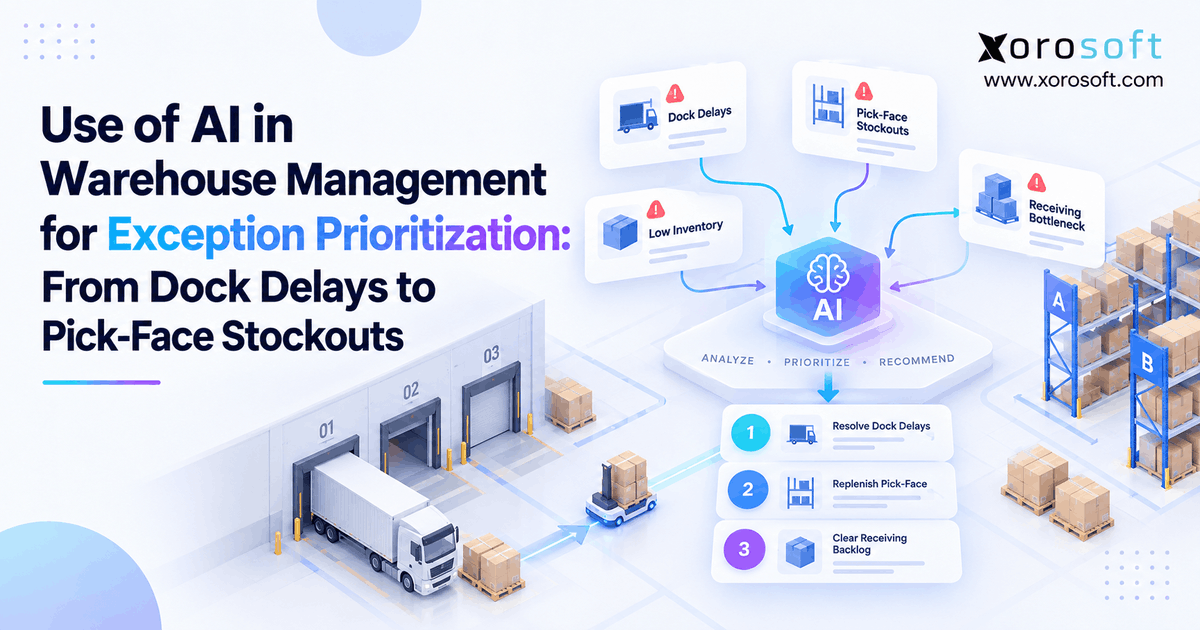 Xorosoft's tweet photo. Warehouse alerts aren’t the problem. Priority is. ⚙️

AI can rank dock delays, stockouts &amp; stalled orders by real operational risk not noise.

https://t.co/P5UKA3Zb9i

#WarehouseManagement #WarehouseAI #EcommerceOperations https://t.co/h3VMRc7hPa