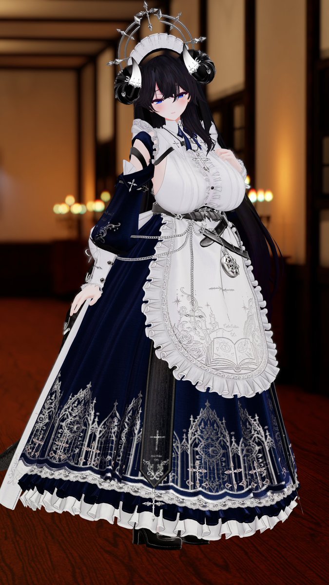 marina_GENMU's tweet photo. お疲れさまです💜
CYCR (@CyberCritter3D )様の新作衣装、Scaled Maidをご提供いただきましたので着させていただきました！🐉
気品と高貴さを兼ね備えた、美しいドラゴンなメイドのお洋服です！✨厳かな雰囲気すらも感じられますね…！

Item Page:
https://t.co/PQtoX0gCXm
#CYCR #OlderMaideVRC https://t.co/WUfrEt4QJj