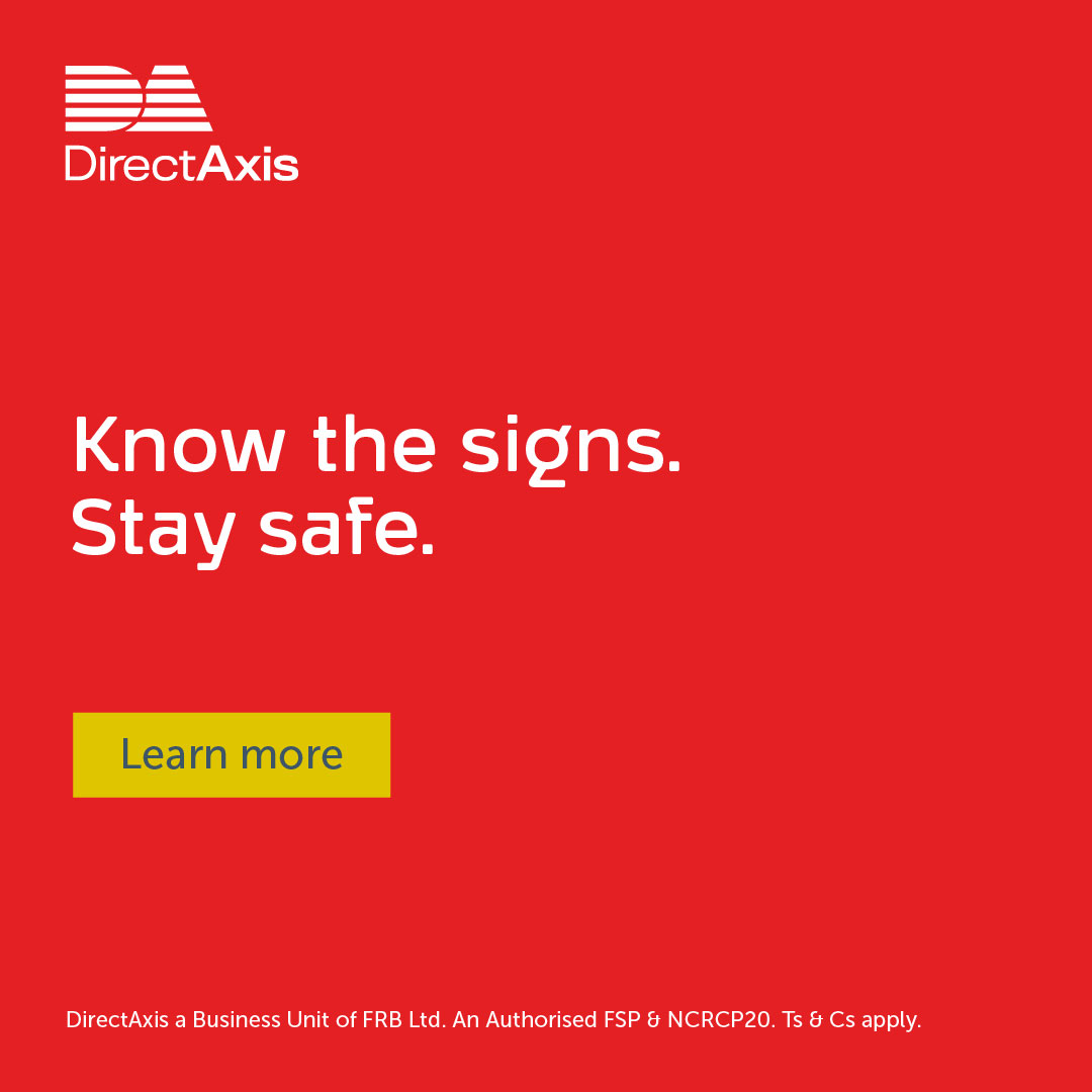 DirectAxis's tweet photo. Fraud can happen to anyone. Fraudsters may impersonate DirectAxis as part of a scam. Be on the lookout. Check before you click, share your details or make a payment. ​
​
Report suspicious behaviour to fraudqueries@directaxis.co.za https://t.co/C9cm89M9LS
