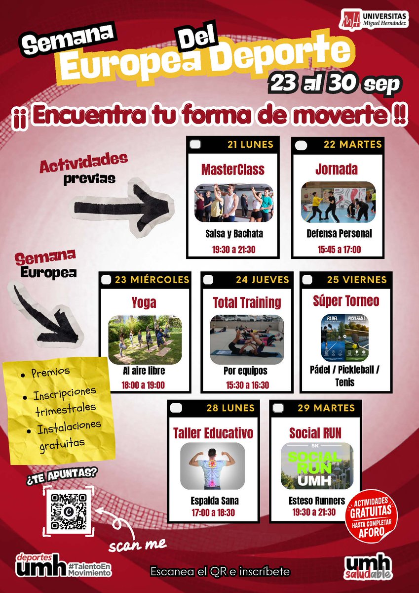 Satdi_UMH's tweet photo. Ayer arrancó la #SemanaEuropeadelDeporte 🏃♀️🏋️♂️en la @UniversidadMH con una masterclass de #salsa y #bachata Desde el #SATDI os invitamos a participar en esta iniciativa promovida por @UMHDeportes
💻Encuentra tu forma de moverte aquí: https://t.co/Kni14bEWqi https://t.co/tIlNqBpetR